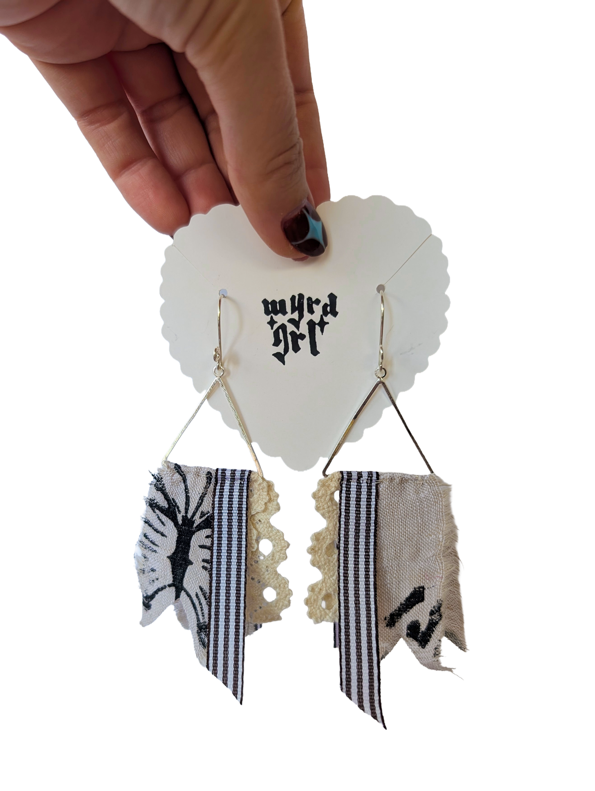 WYRD GRL EARRINGS // banner drop, silver plated 🪩