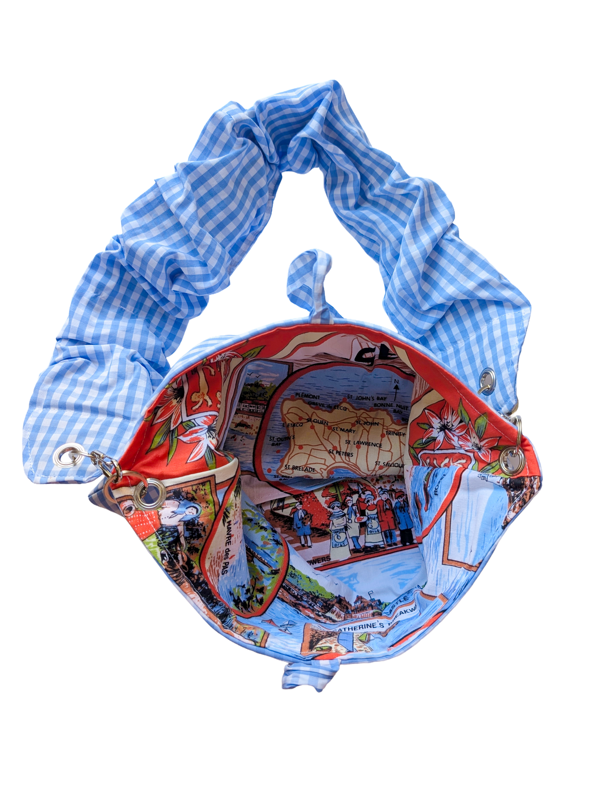 SCRUNCH BAG // sky blue gingham